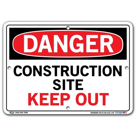 Vestil Aluminum Composite Sign, 7-1/2" Height, 10-1/2" Width, Aluminum Composite, Rectangle, English SI-D-38-A-AC-130
